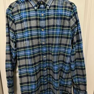 Vineyard Vines Men's Blue and Gray Plaid Shirt